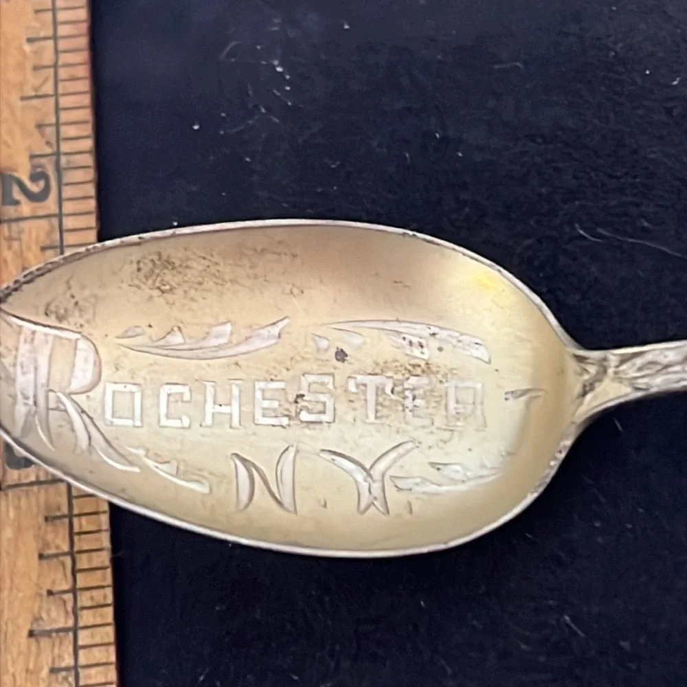 Watson & Newell Antique 1900s Sterling silver gold washed bowl Indian head spoon
